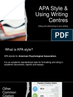 Intro To Academic Writing Style APA and Writing Centres