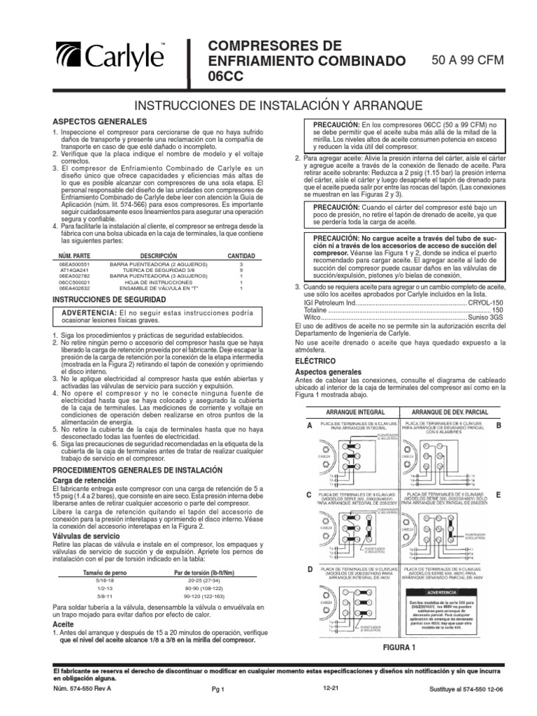 Carlyle: Compresores de Enfriamiento Combinado 06CC | PDF | Máquinas ...