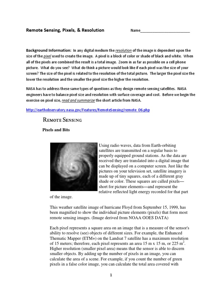 Understanding Pixels in Remote Sensing | PDF | Image Resolution | Pixel