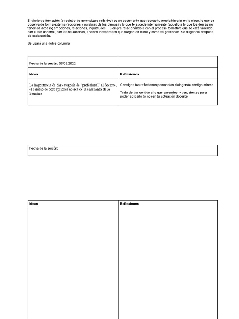 Diario del Profesor: Formato y Reflexiones | PDF | Crecimiento personal ...