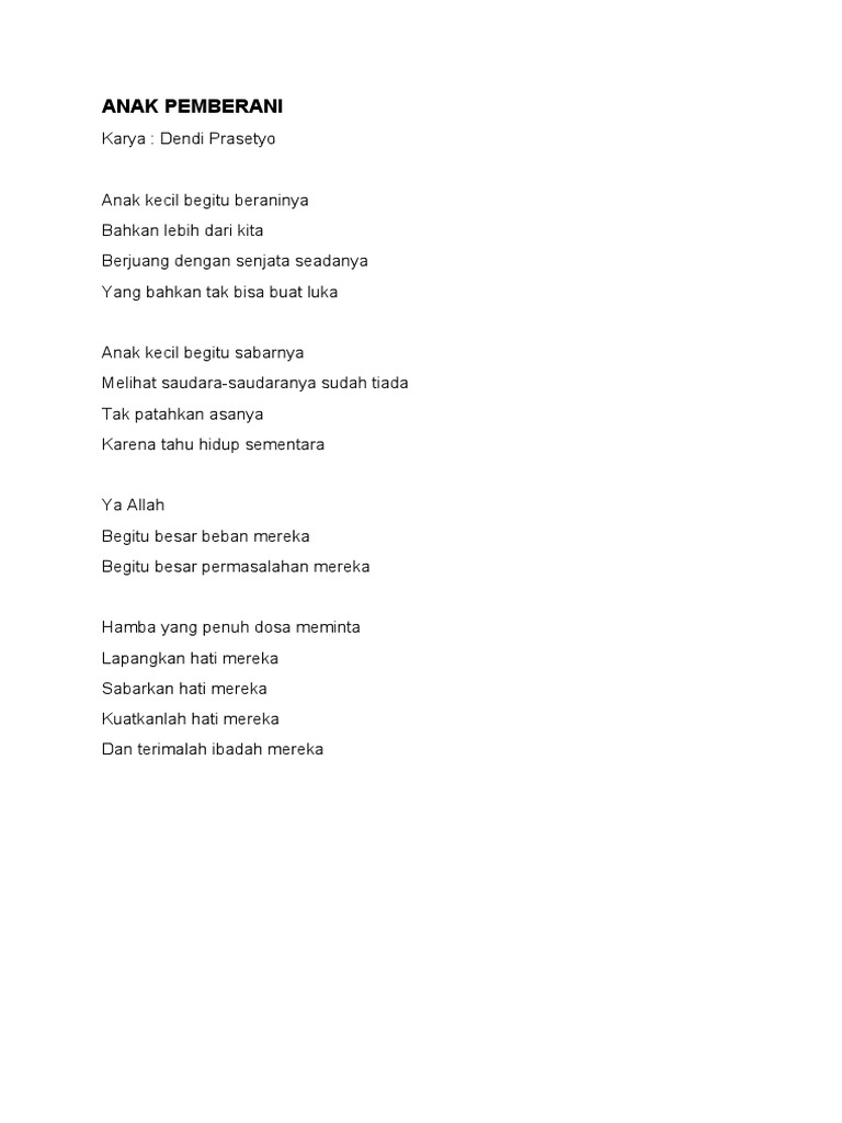 Puisi Anak Pemberani | PDF