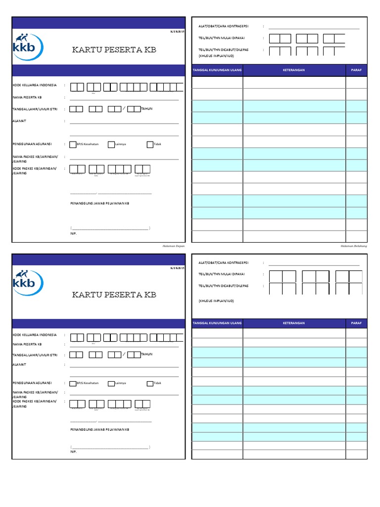 Kartu Peserta Pelayanan KB | PDF