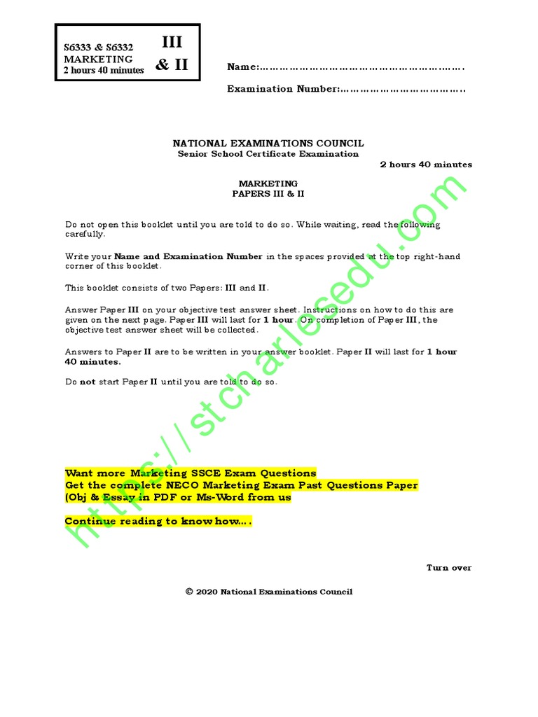 Neco Past Questions And Answers Pdf 2022