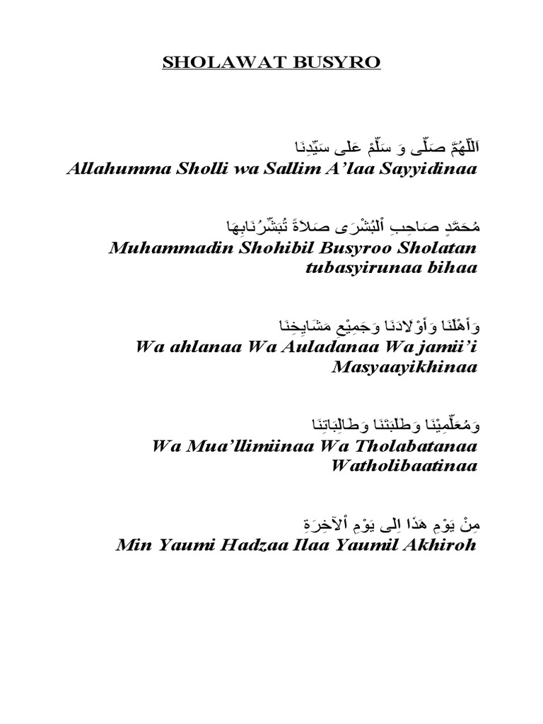 Lirik Sholawat Busyro | PDF