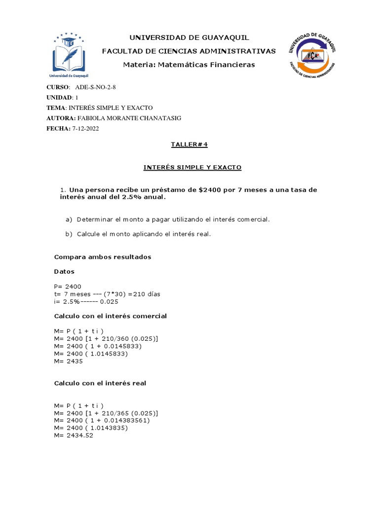 Taller #4 Ejercicios en Clases 7-12-2022 | PDF