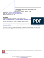 A Contingency Framework For Understanding Ethical Decision Making in Marketing