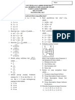 Soal Pas Matematika SMP Kelas 8 Kurikulu