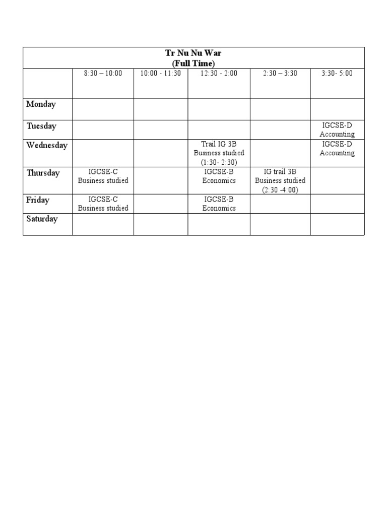 Time Table | PDF