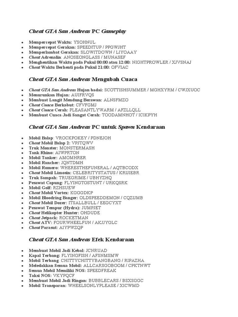 Cheat Cuaca Cerah Di GTA San Andreas PDF 1