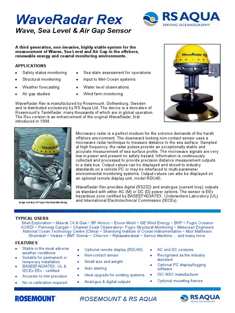 WaveRadar Rex: Offshore Measurement Sensor | PDF | Radar | Power Supply