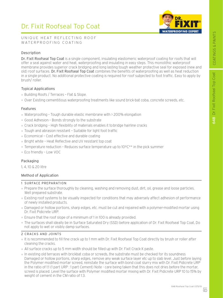 drfixit20lroofsealtopcoatwaterproofingcoating648 PDF Roof