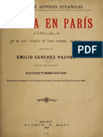 Sanchez Pastor Emilio - España en Paris Zarzuela en Un Acto Dividida en Cinco Cuadros en Prosa Original