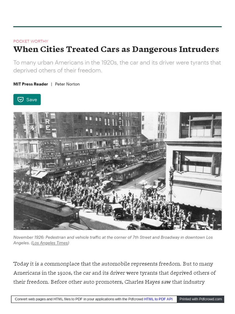 Getpocket Com Explore Item When Cities Treated Cars As Dange PDF