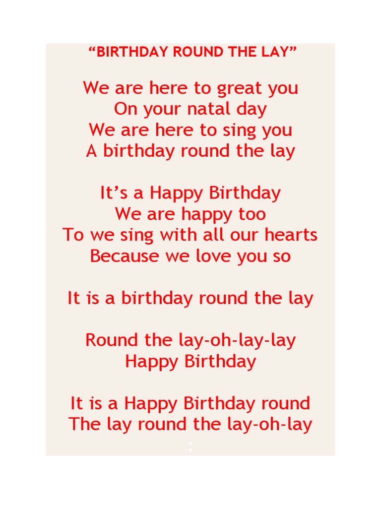 Birthday Round the Lay Lyrics | PDF