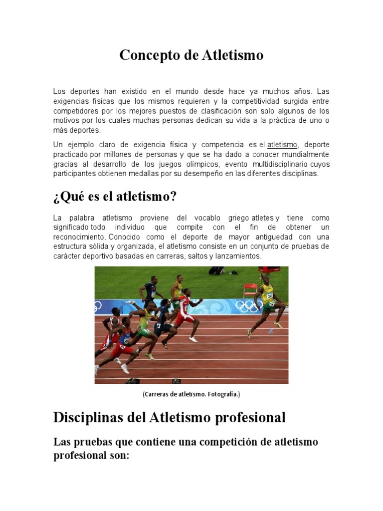 Concepto y disciplinas del atletismo | PDF | Deporte del atletismo ...