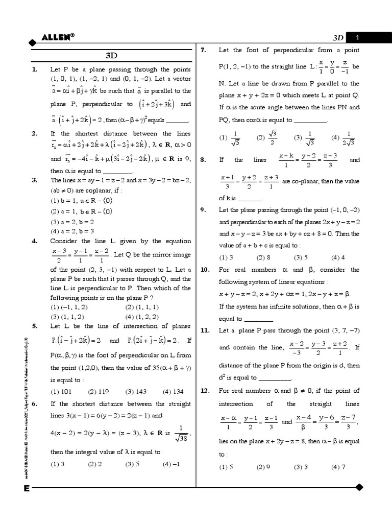 3D | PDF | Plane (Geometry) | Line (Geometry)