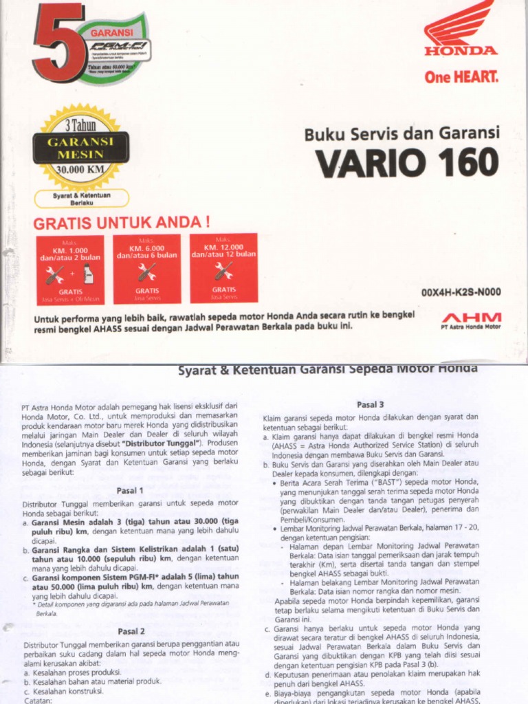 Service Honda Vario 160 | PDF