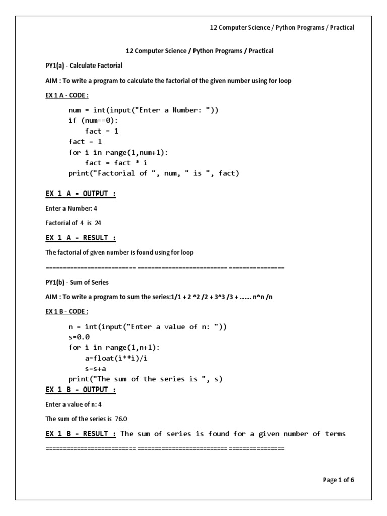 Factorial and Series Calculations in Python | PDF | Letter Case ...