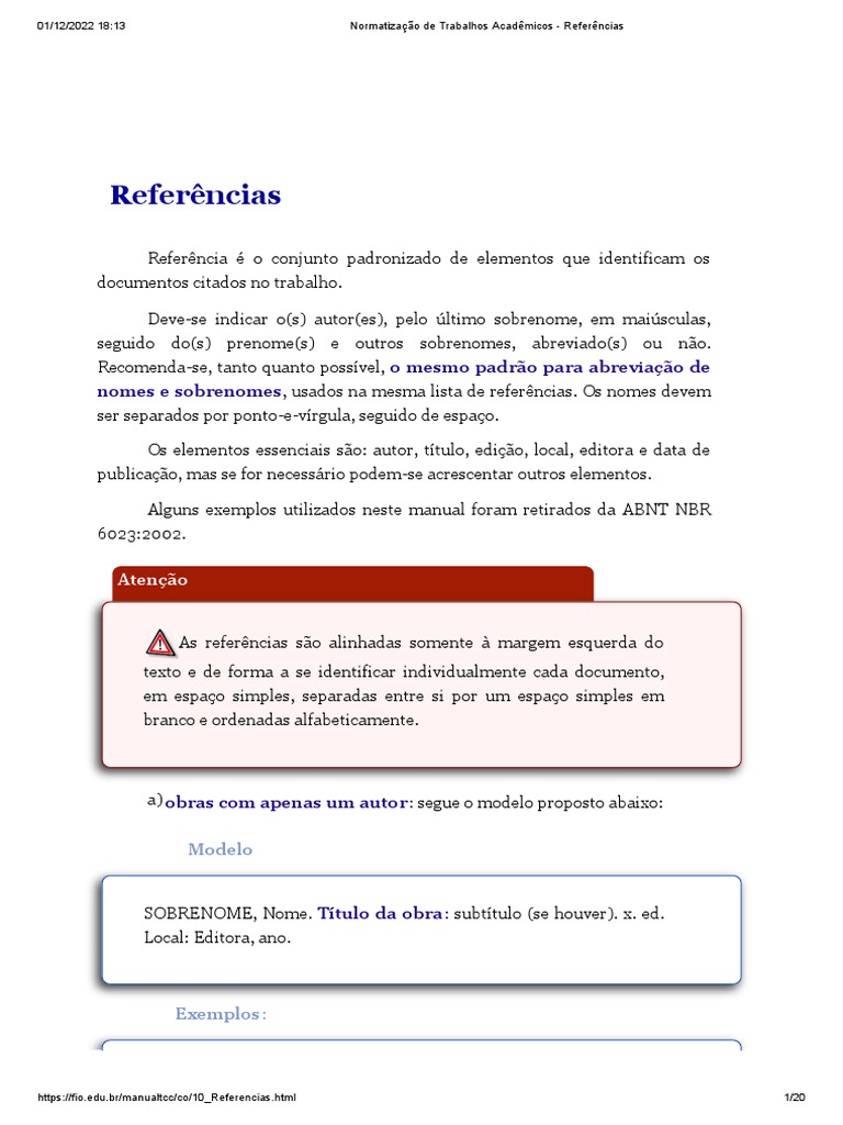 06 - Normatização de Trabalhos Acadêmicos - REFERÊNCIAS (Obrigatório ...