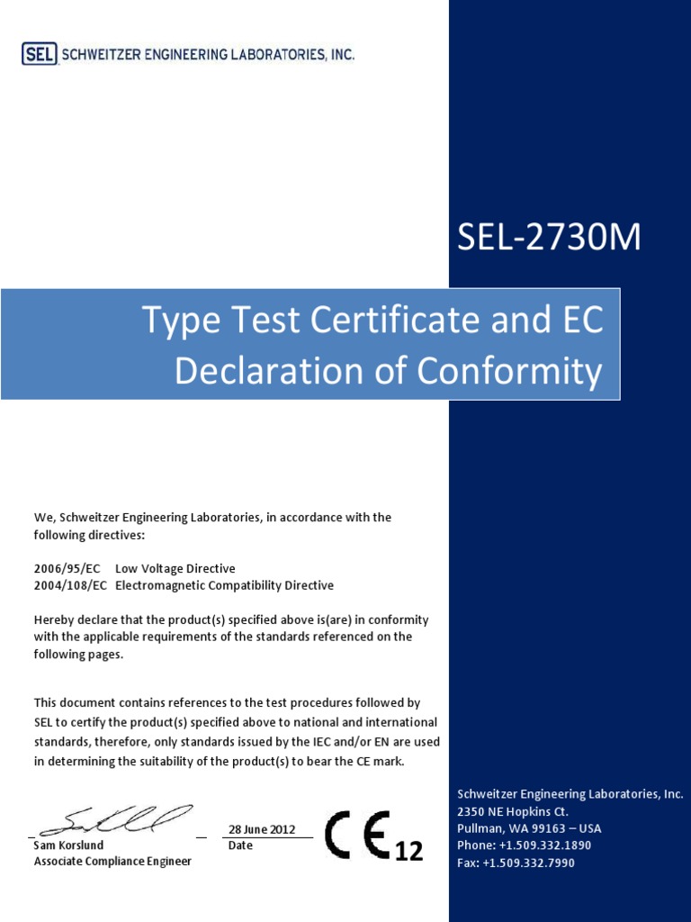 2730M Test Certificate | PDF | Electromagnetic Compatibility | Relay