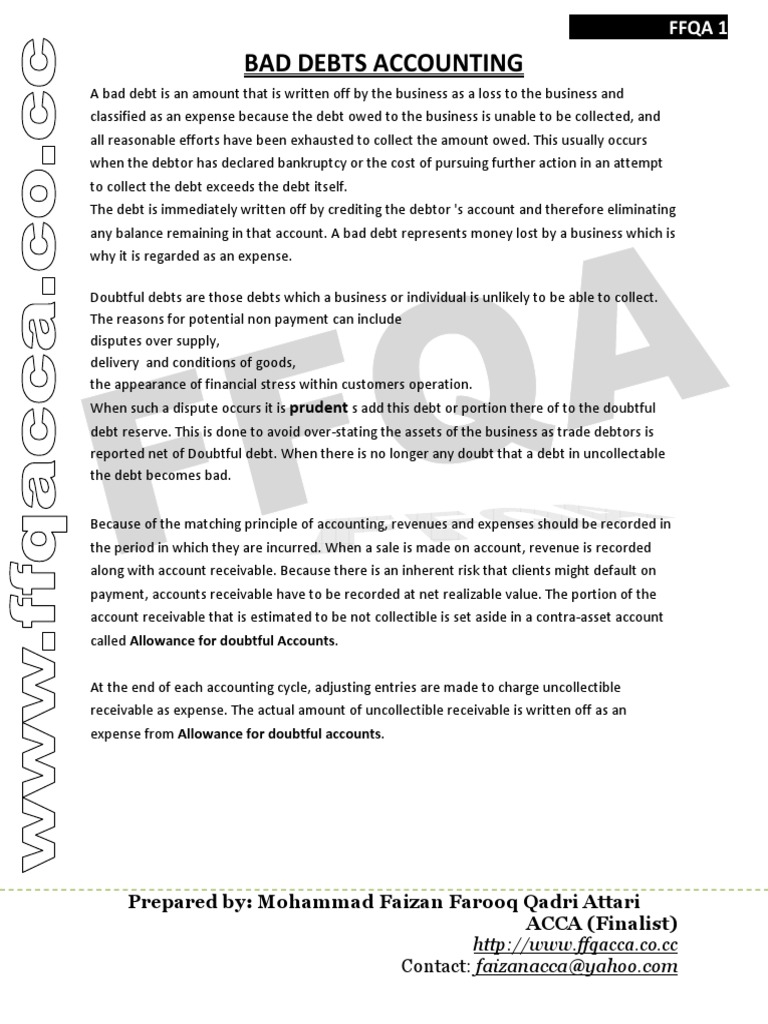Bad Debts Accounting Explained | PDF | Bad Debt | Money