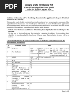 Screening Guidelines For Assistant Professor