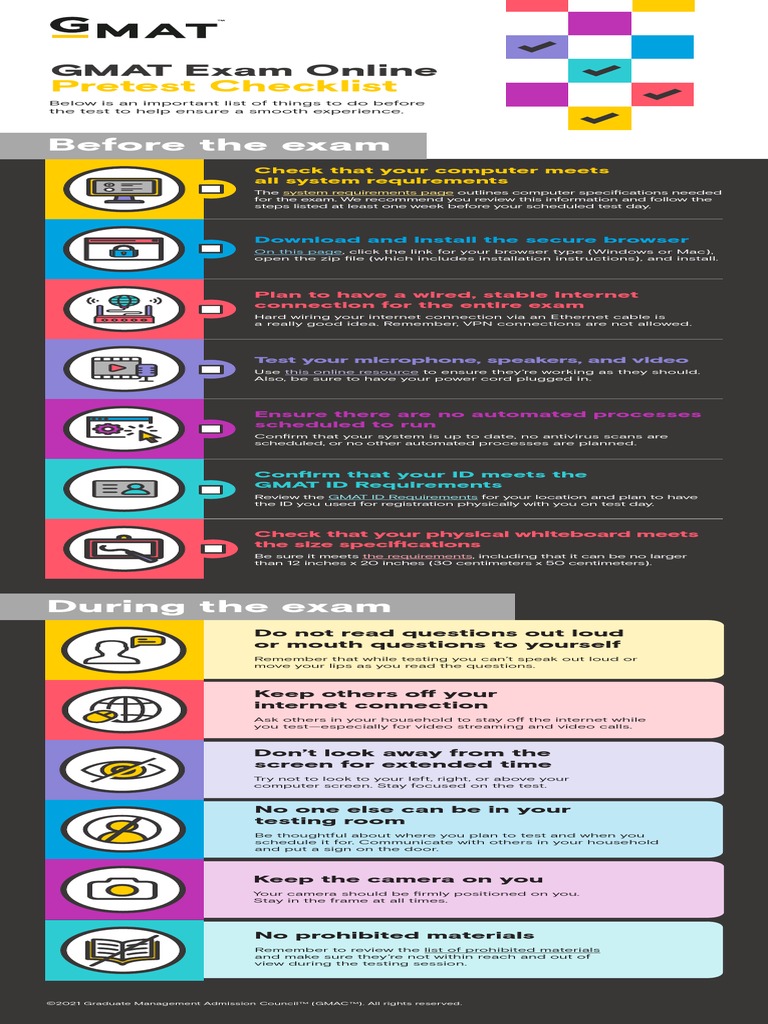 Gmat Exam Online Checklist PDF Graduate Management Admission Test