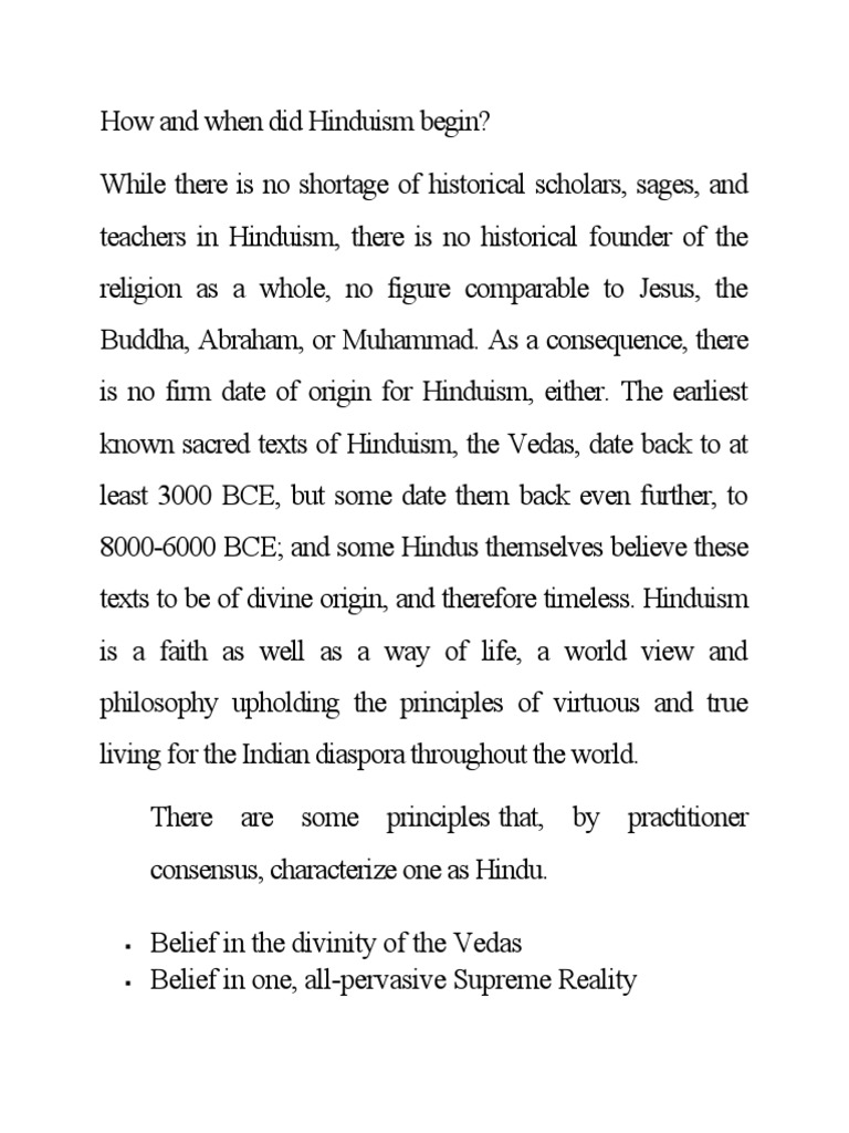How and when did hinduism begin pdf