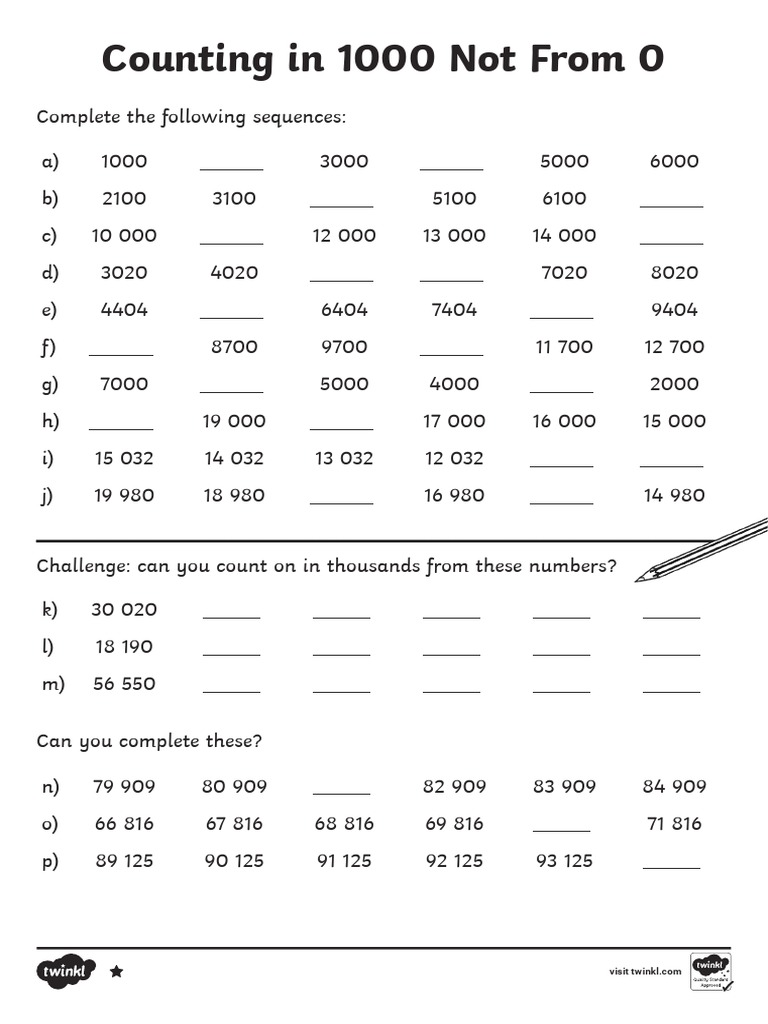 Counting in Thousands Worksheet | PDF