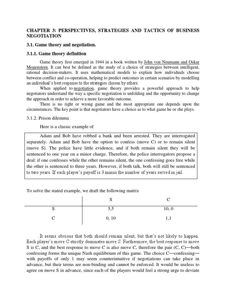 Chap 3 Download Free PDF Negotiation Game Theory