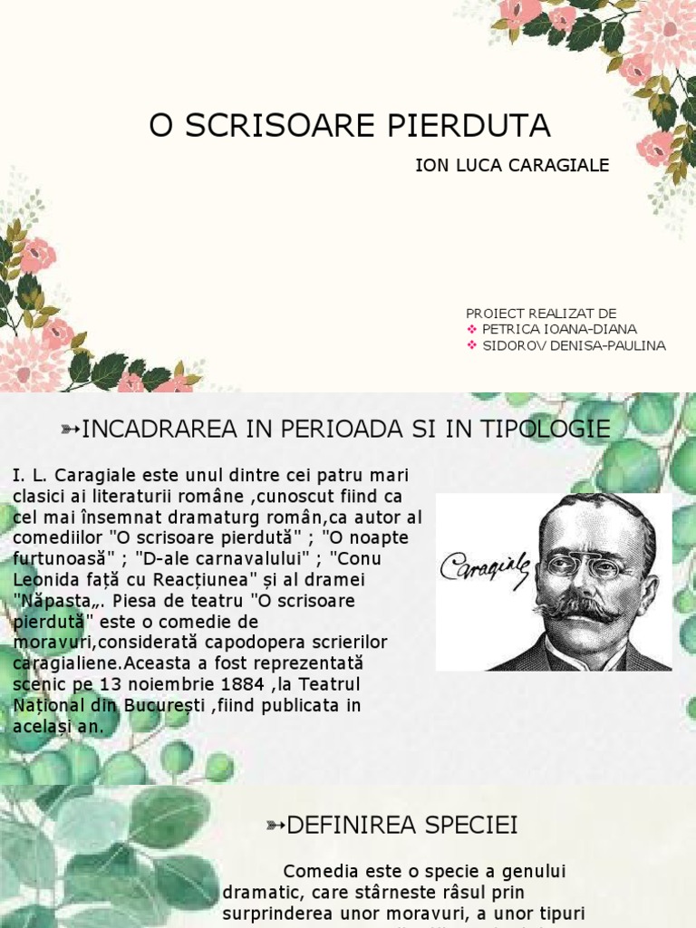 O Scrisoare Pierduta Modul Din Care Se Reflecta O Tema O Scrisoare Pierduta | PDF