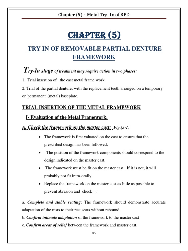 Chapter 5 Metal TRY IN OF RPD | PDF | Dentistry Branches