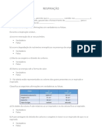 Ficha Ciencias 6 Ano Respiracao