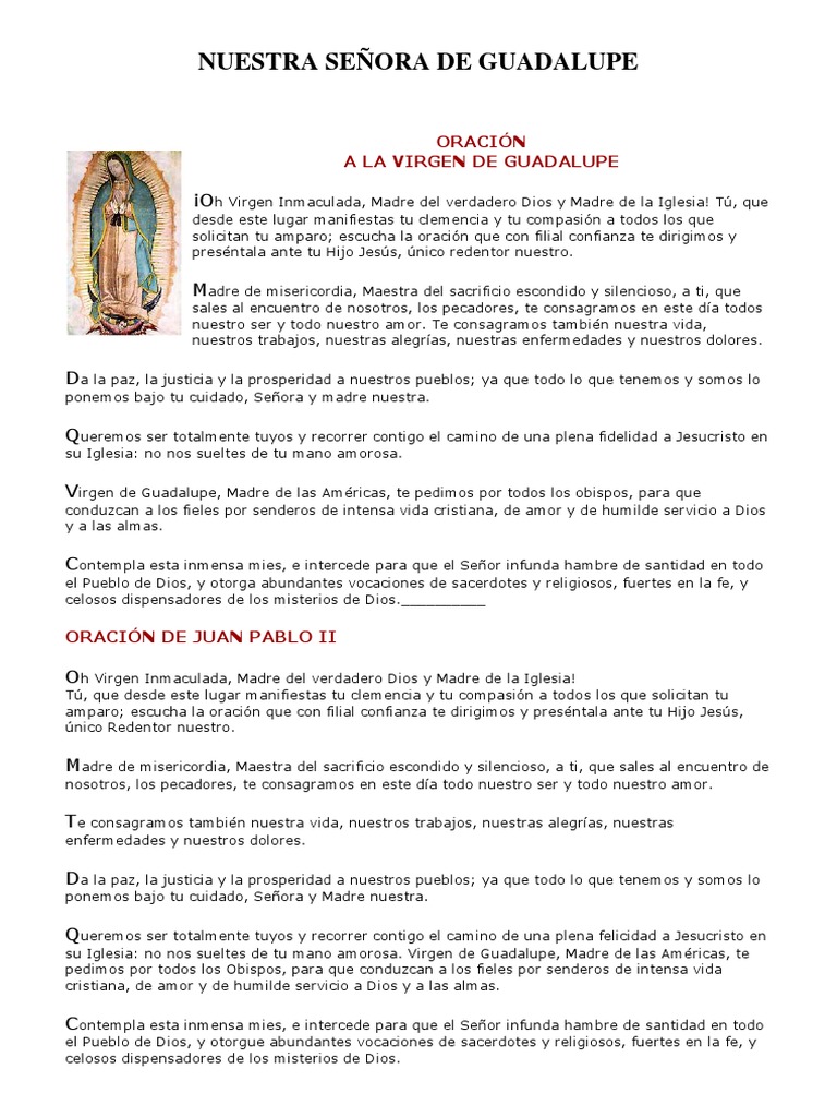 Nuestra Señora De Guadalupe Pdf María Madre De Jesús Oración
