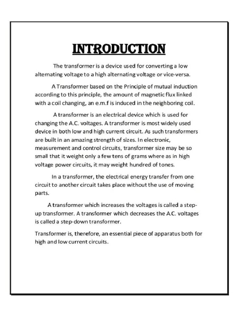Transformer Report | PDF