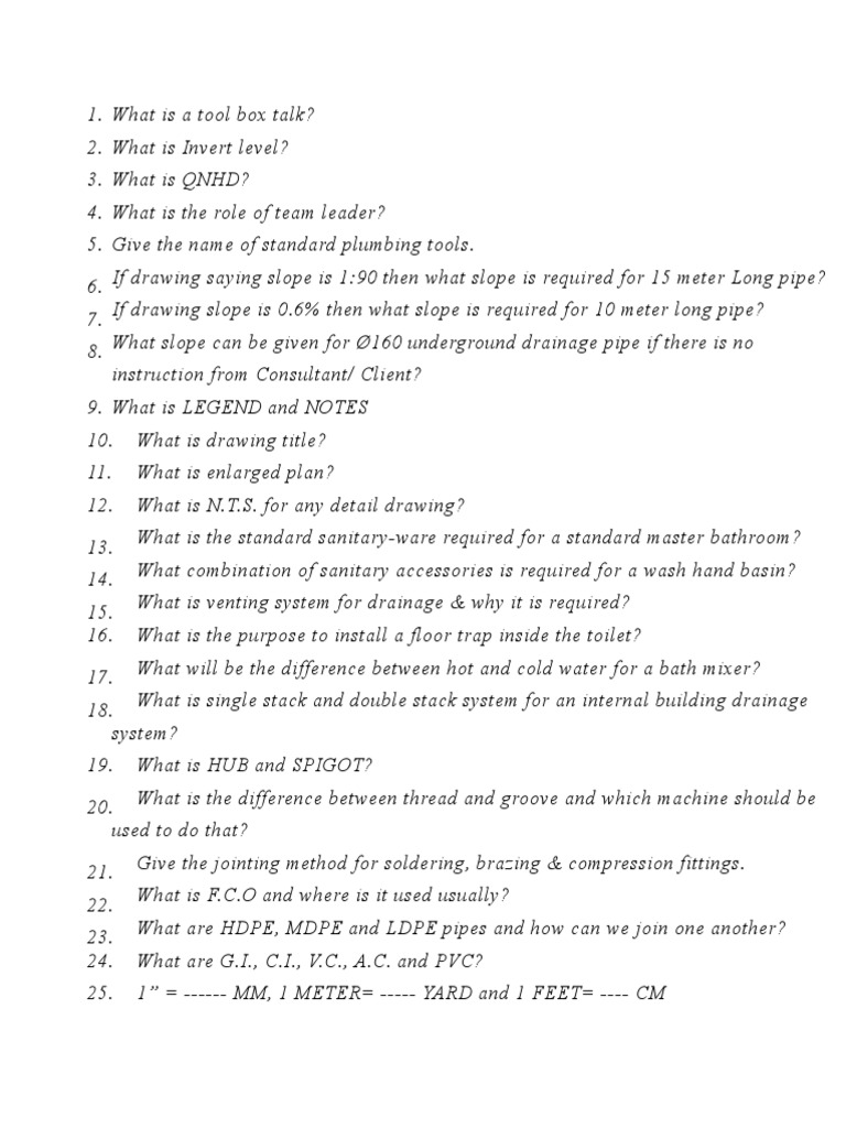 PLUMBING TEST QUESTIONS AND ANSWERS PDF FREE DOWNLOAD IN ENGLISH visual data 6