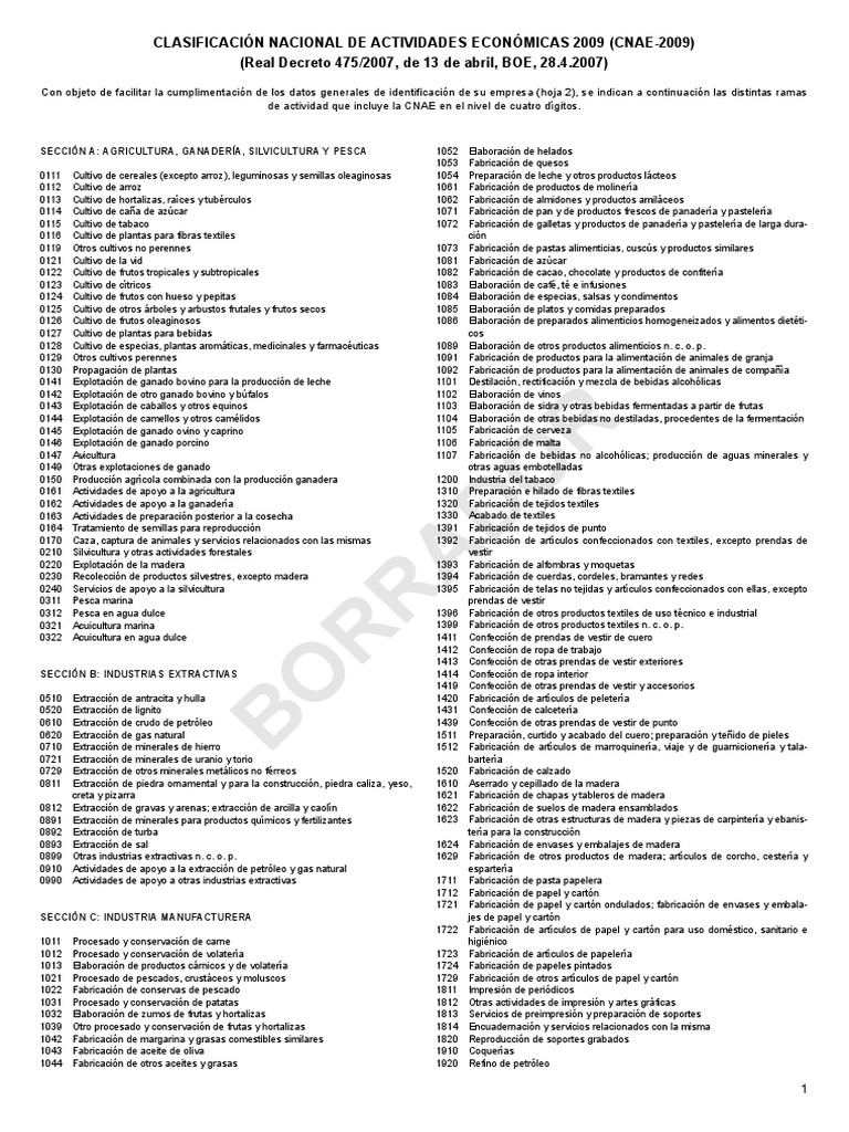Lista De Codigos Cnaes: Cnae 2025 En Español – ZVNB
