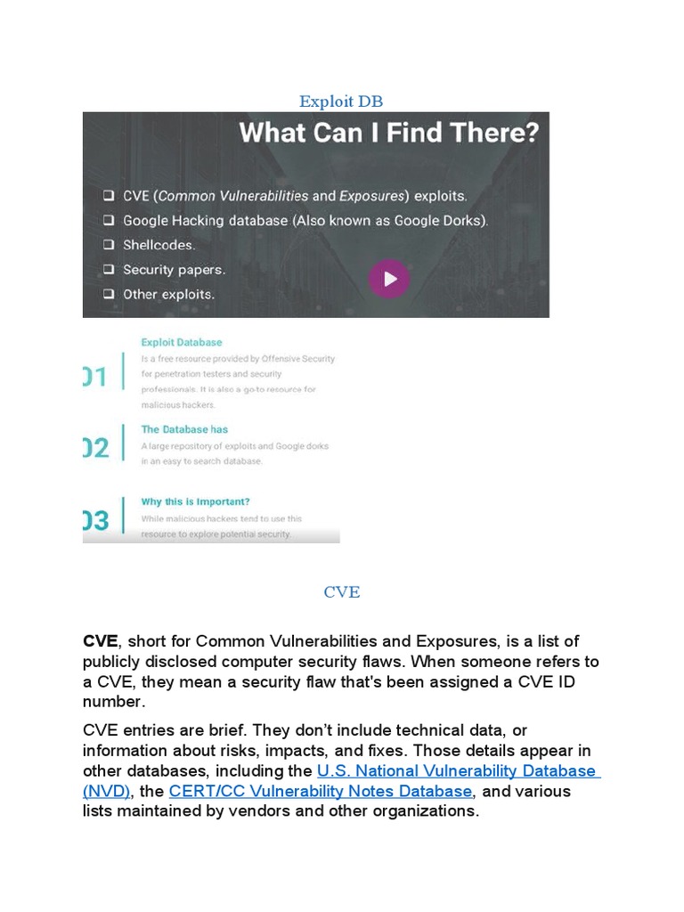 Exploit db cve git and ports pdf vulnerability computing