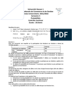 Université Hassan 1 Ecole Nationale de Commerce Et de Gestion Année Universitaire: 2021/2022 Semestre 3 Probabilités Contrôle Continue Durée: 1h15min