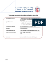 Fiche de Présentation Du Laboratoire de Recherche