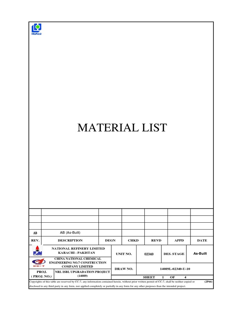 Material List: AB (As-Built) AB | PDF