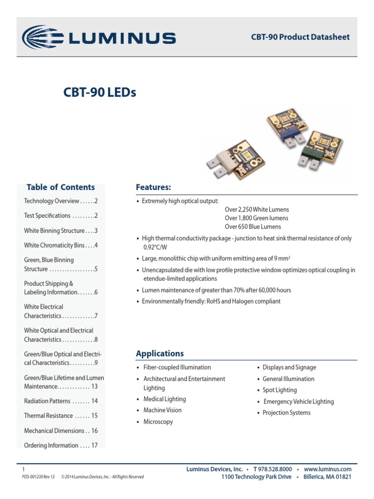 Luminus CBT90 HQ 101000000061947671 | PDF | Light Emitting Diode | Lighting