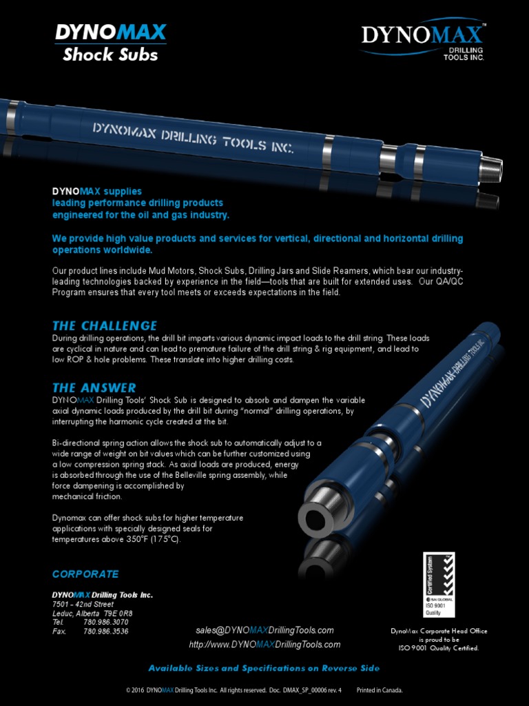 Dynomax Shock Tool EBrochure PDF Drilling Drill