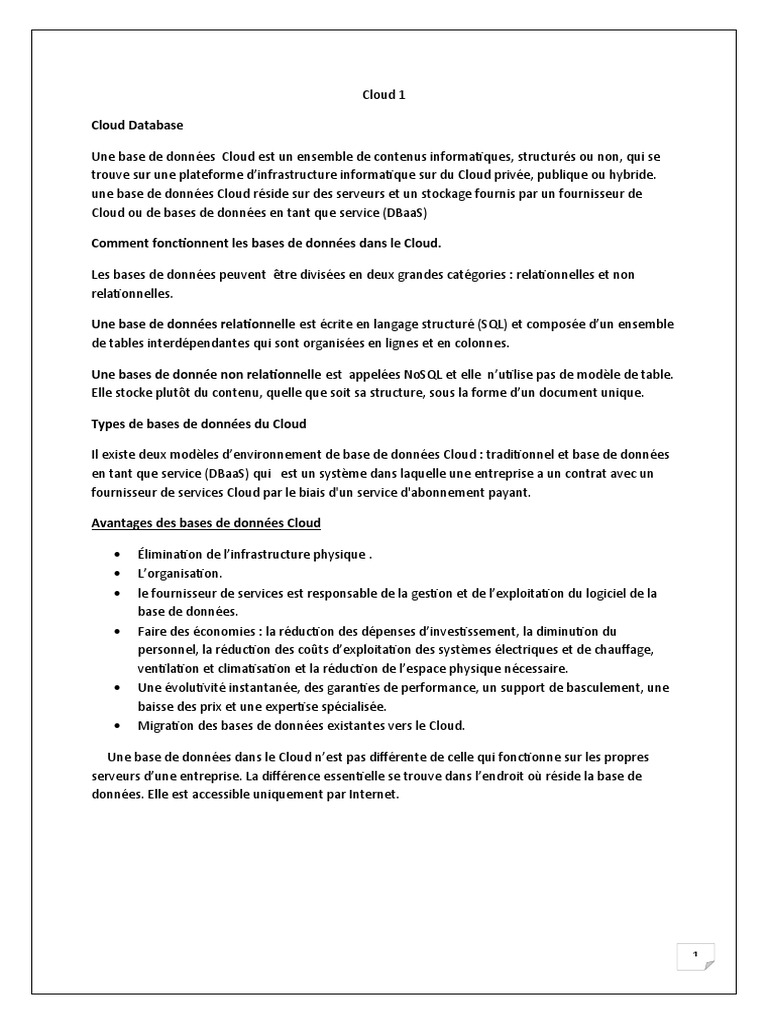Cloud É"'"' | PDF | Cloud computing | Bases de données