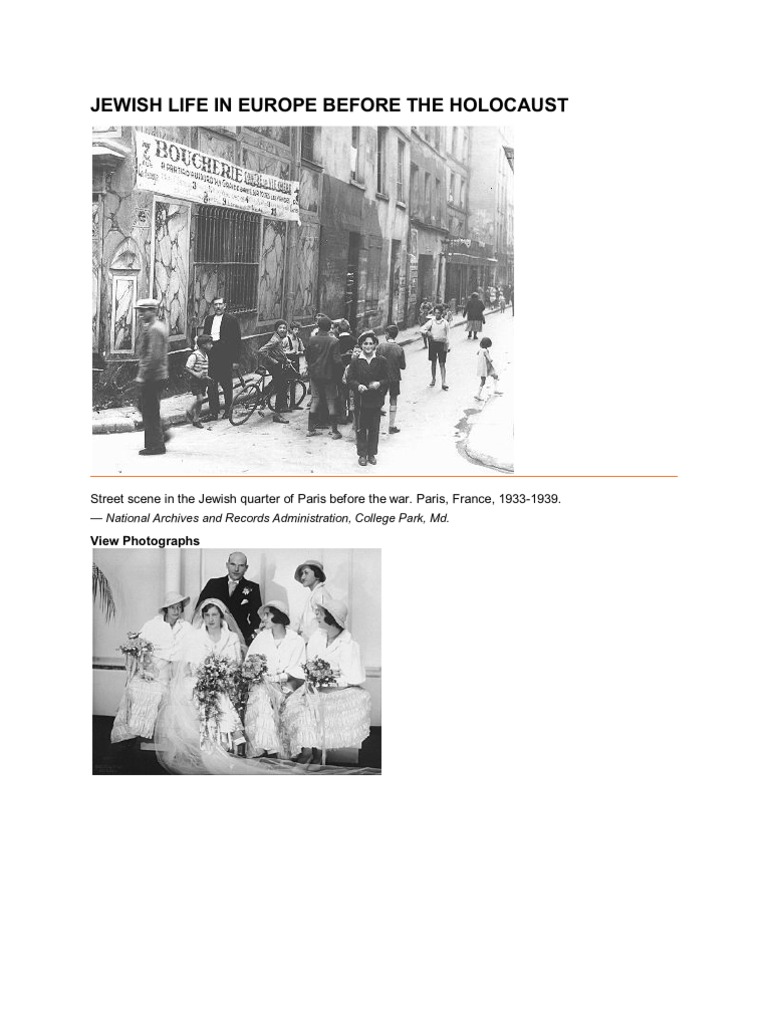 Jewish Life in Europe Before The Holocaust | PDF | The Holocaust | Nazi ...