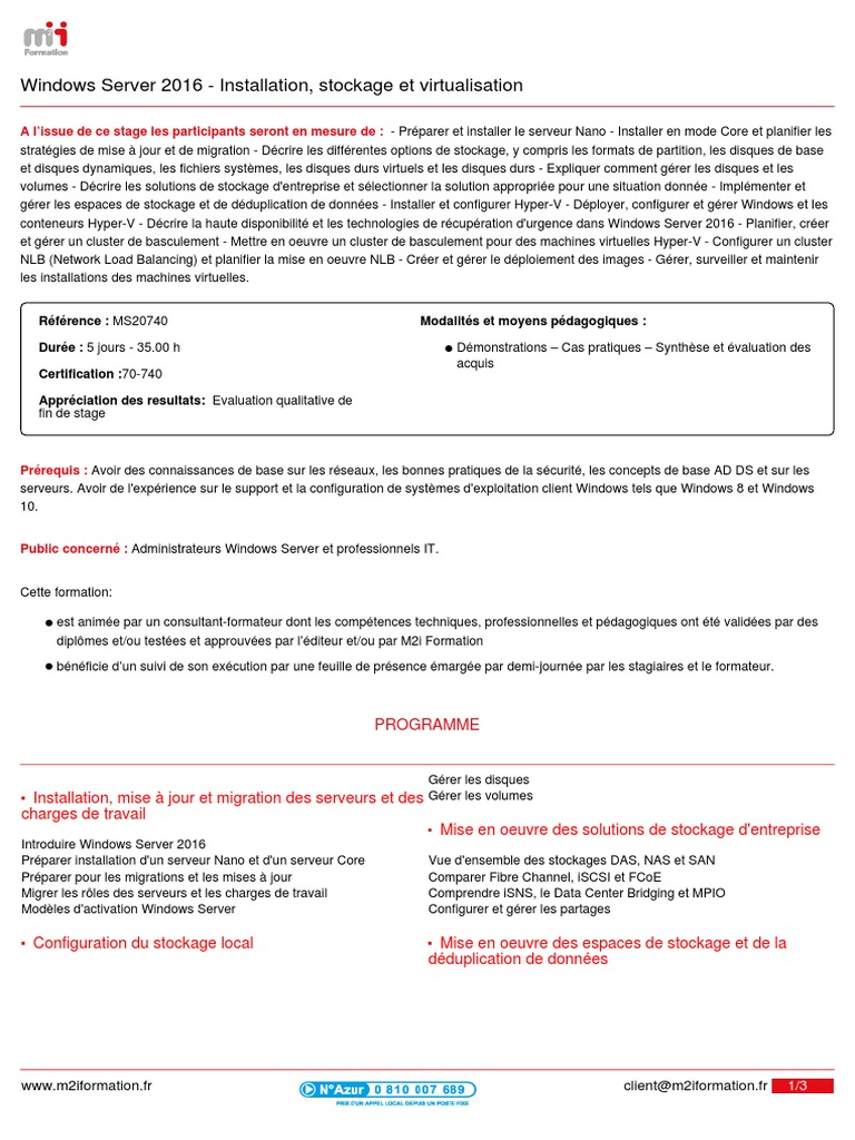 Formation Windows Server 2016: Installation et Virtualisation | PDF ...