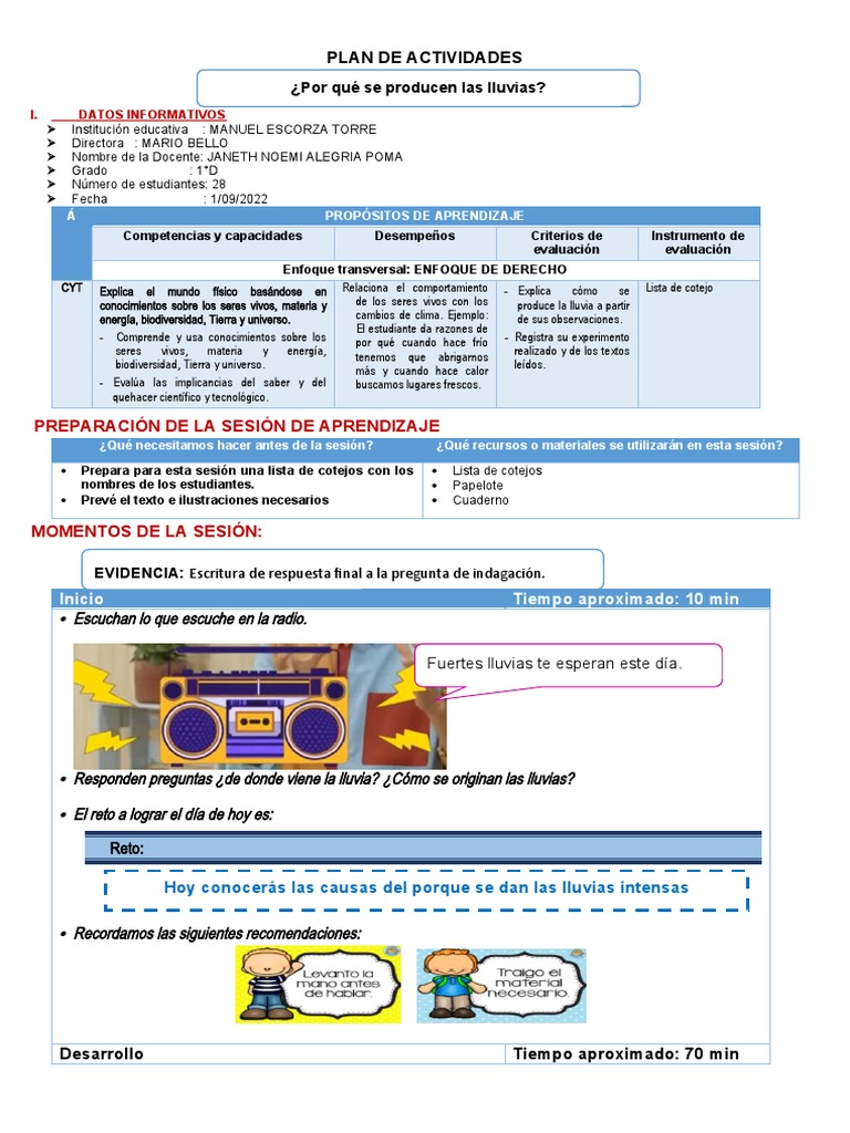 Experimento de Lluvia para Primer Grado | PDF | Agua | Lluvia