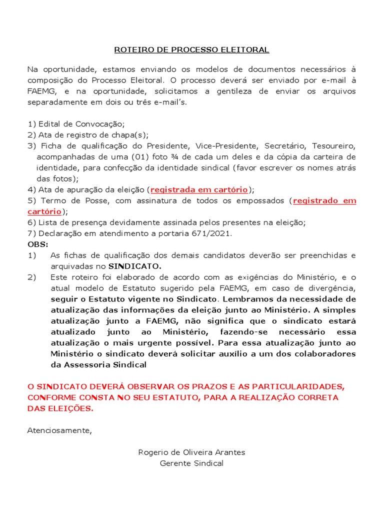 Modelo de Processo Eleitoral | PDF | Eleições | Votação