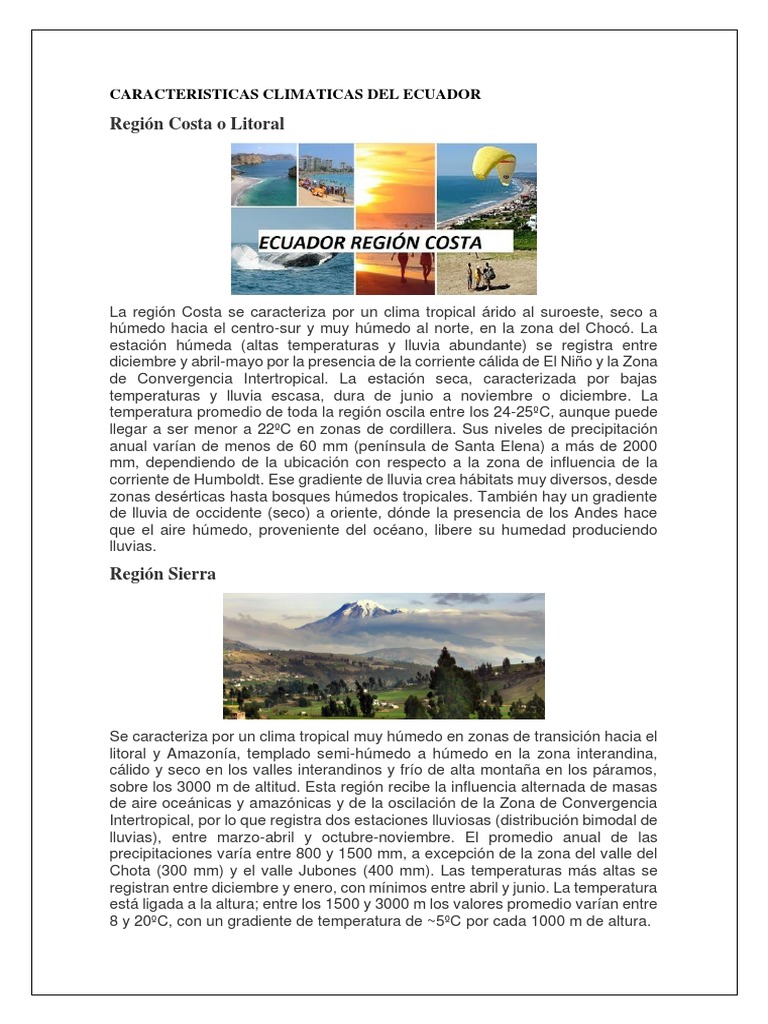 Caracteristicas Climaticas Del Ecuador | PDF | Clima | Zona tropical