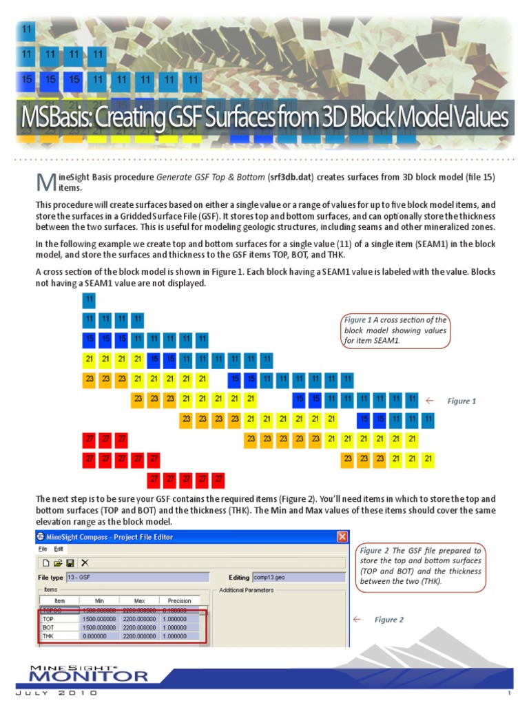 Creating GSF Surfaces From 3D Block Model Values - Mintec, Inc. | PDF ...